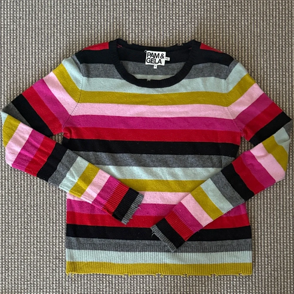 Pam & Gela Colorful Striped Knit Top - Picture 1 of 1